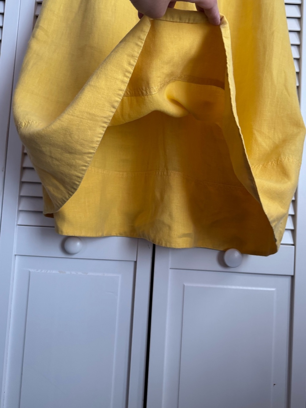Eileen Fisher Linen Tank A-line Dress Racerback Yellow Coastal Summer Midi XS - Picture 6 of 9